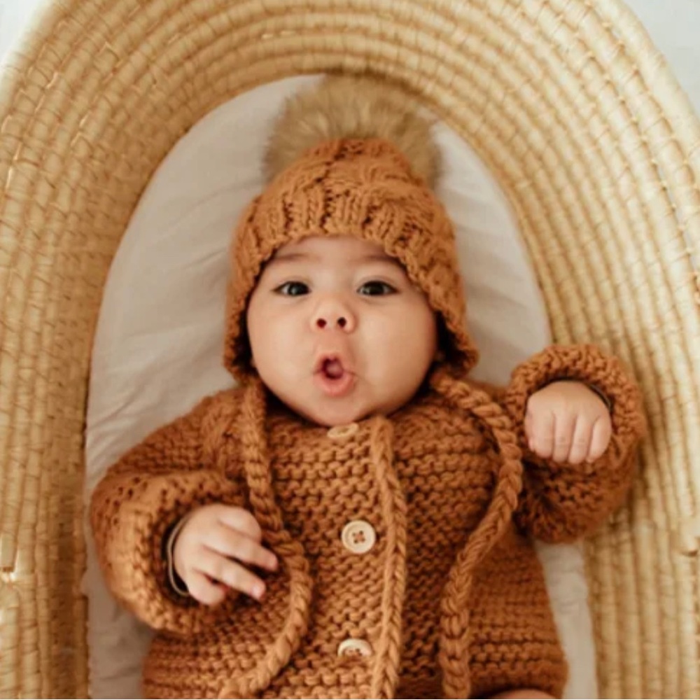Aspen Knit Bonnet, Pecan, Size: XS (Newborn)